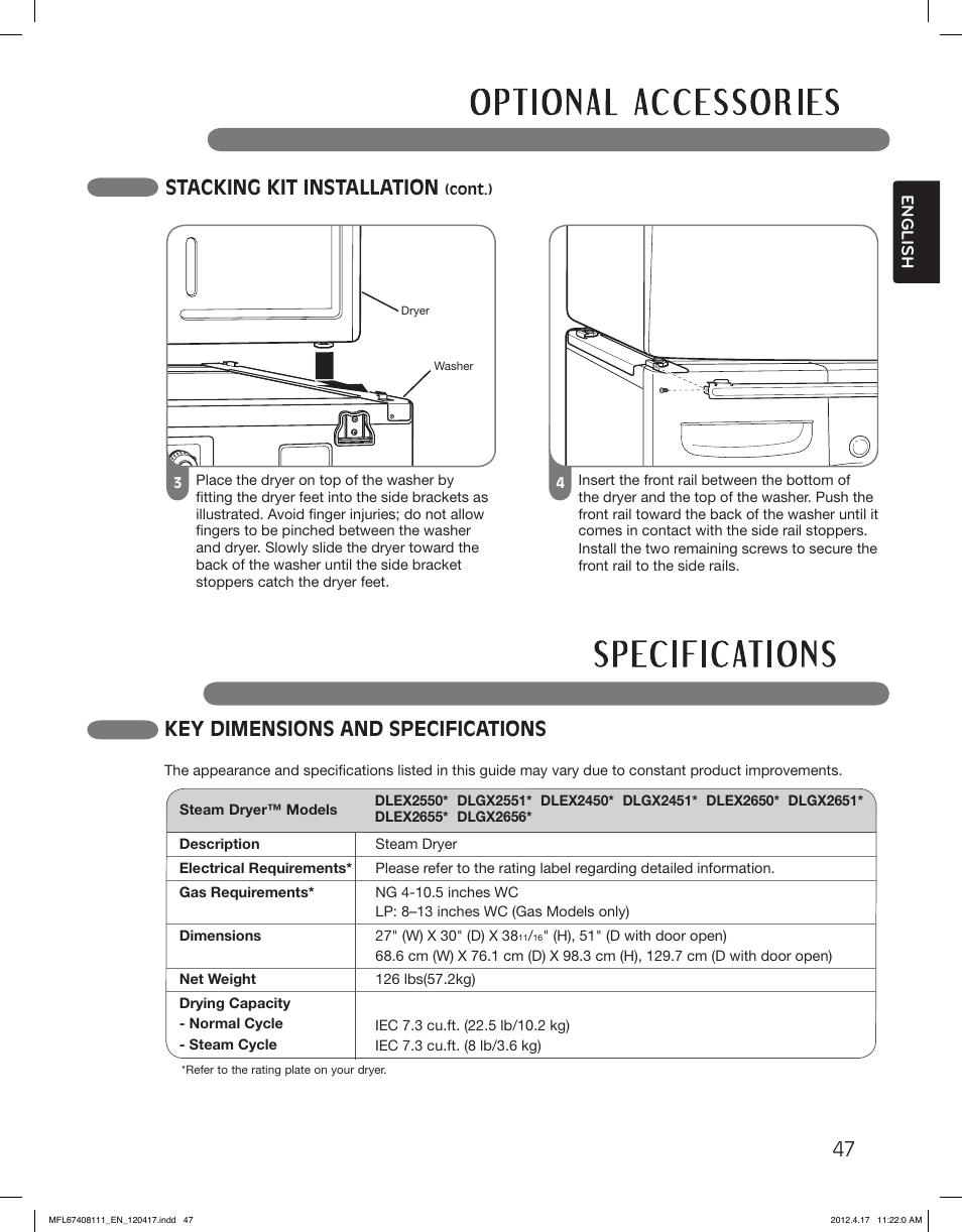 LG DLGX2656V User Manual | Page 47 / 100