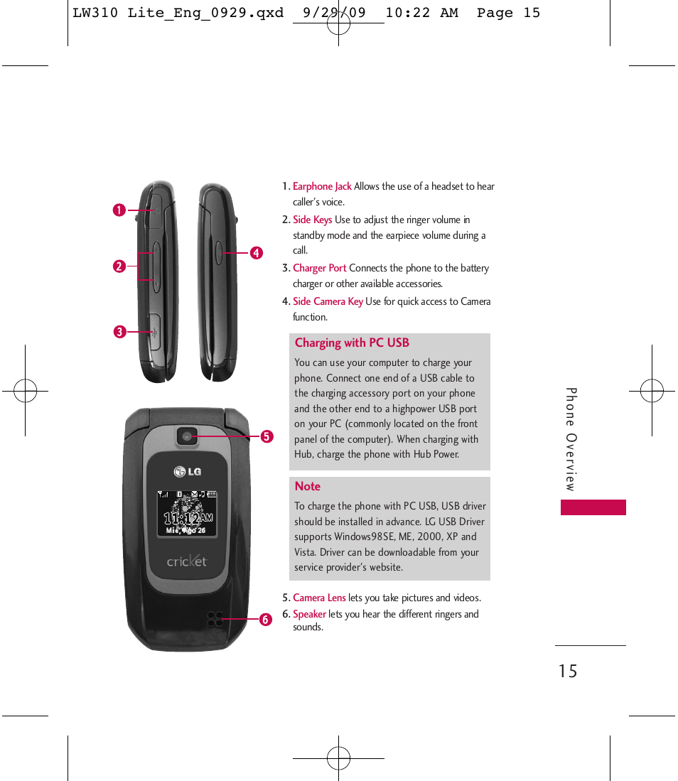 Phone ov ervie w | LG LGLW310 User Manual | Page 15 / 68