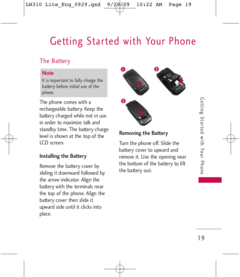 Getting started with your phone | LG LGLW310 User Manual | Page 19 / 68