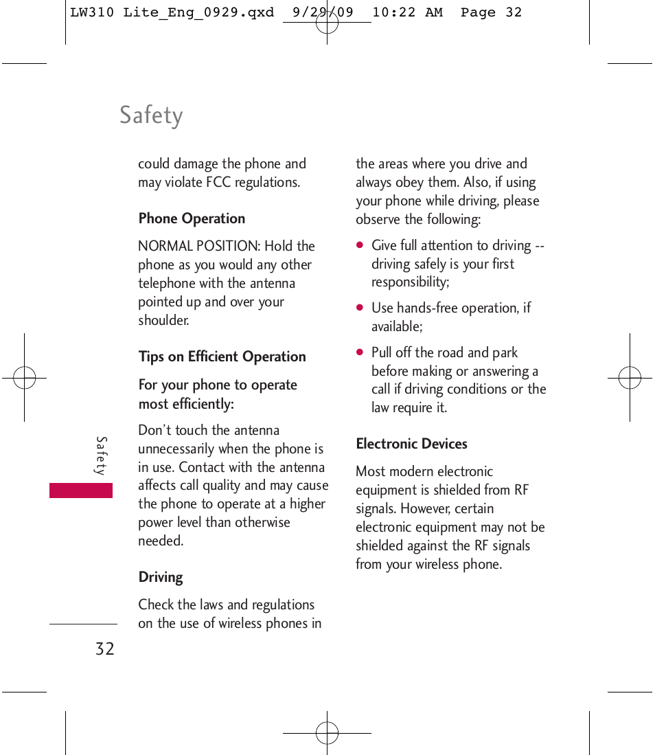 Safety | LG LGLW310 User Manual | Page 32 / 68