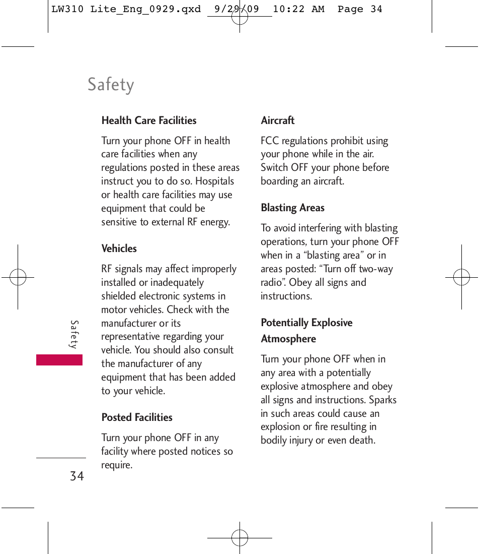 Safety | LG LGLW310 User Manual | Page 34 / 68