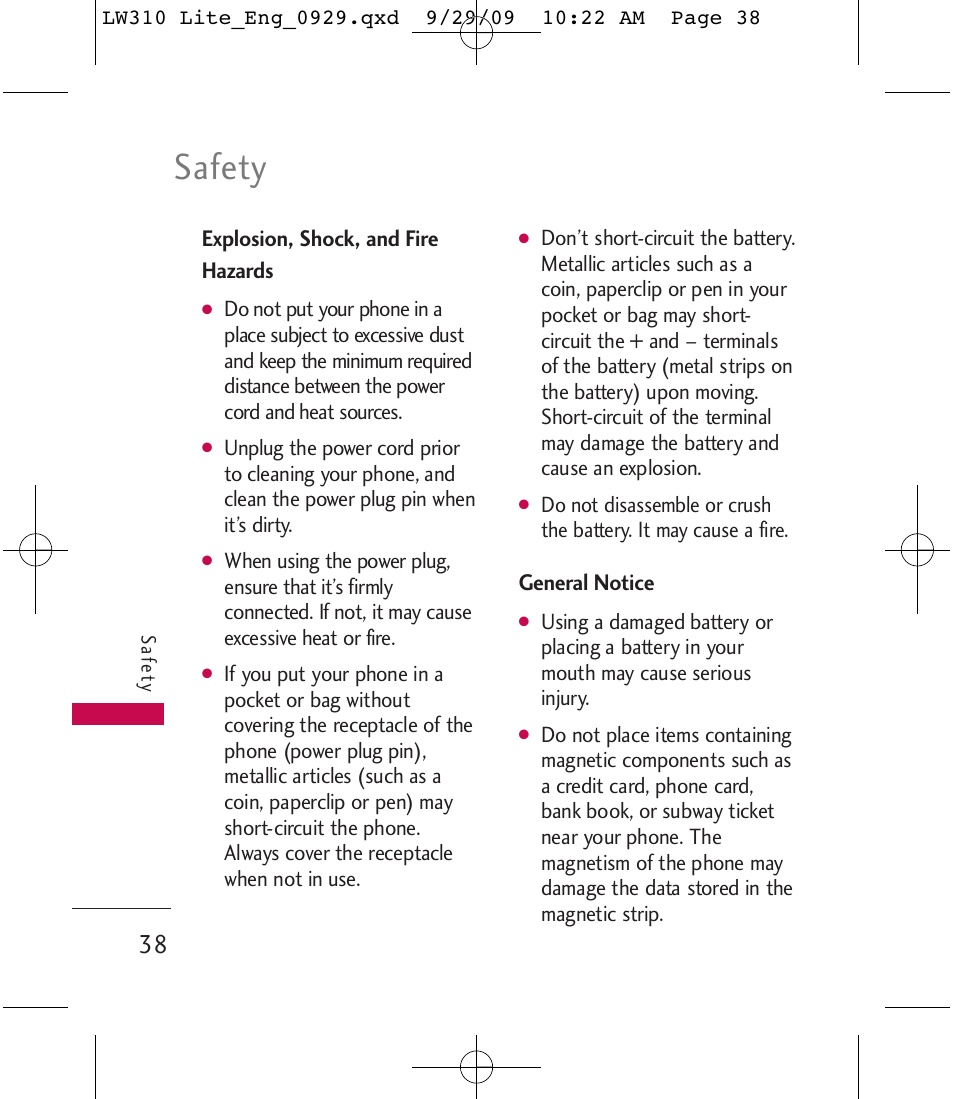 Safety | LG LGLW310 User Manual | Page 38 / 68