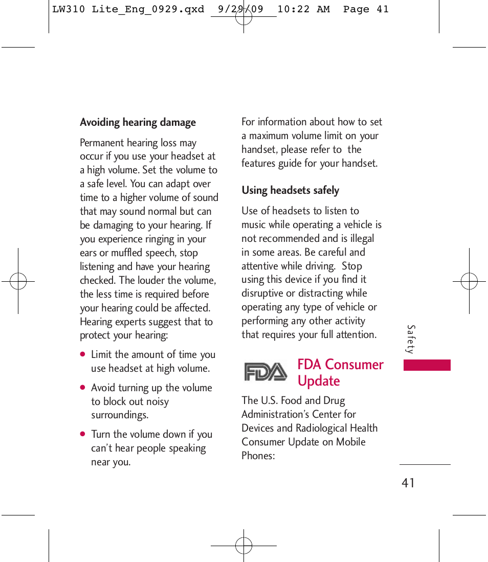 Fda consumer update | LG LGLW310 User Manual | Page 41 / 68