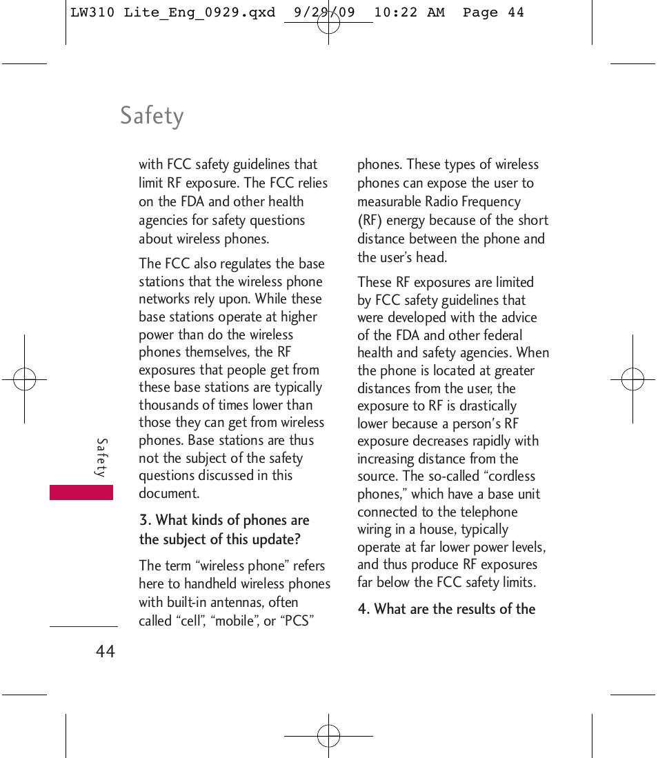 Safety | LG LGLW310 User Manual | Page 44 / 68