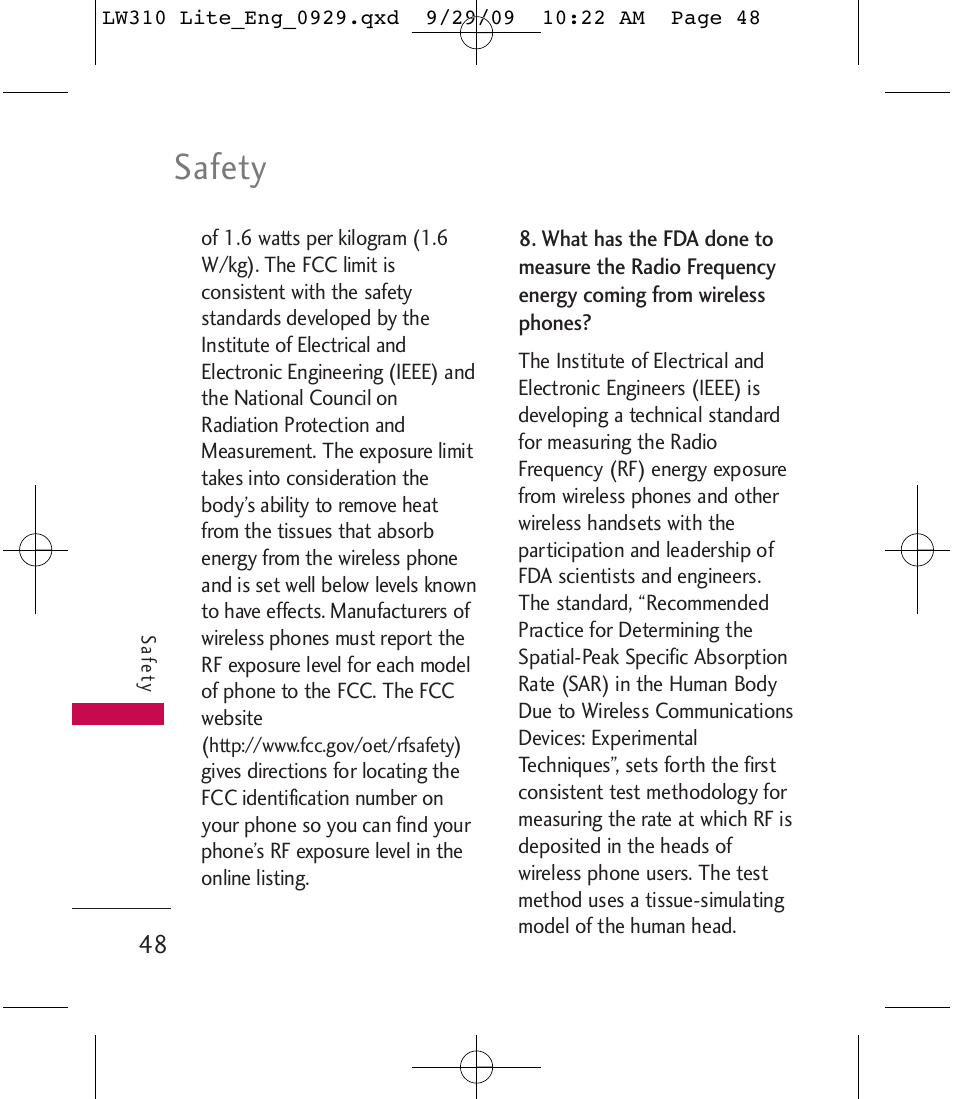 Safety | LG LGLW310 User Manual | Page 48 / 68