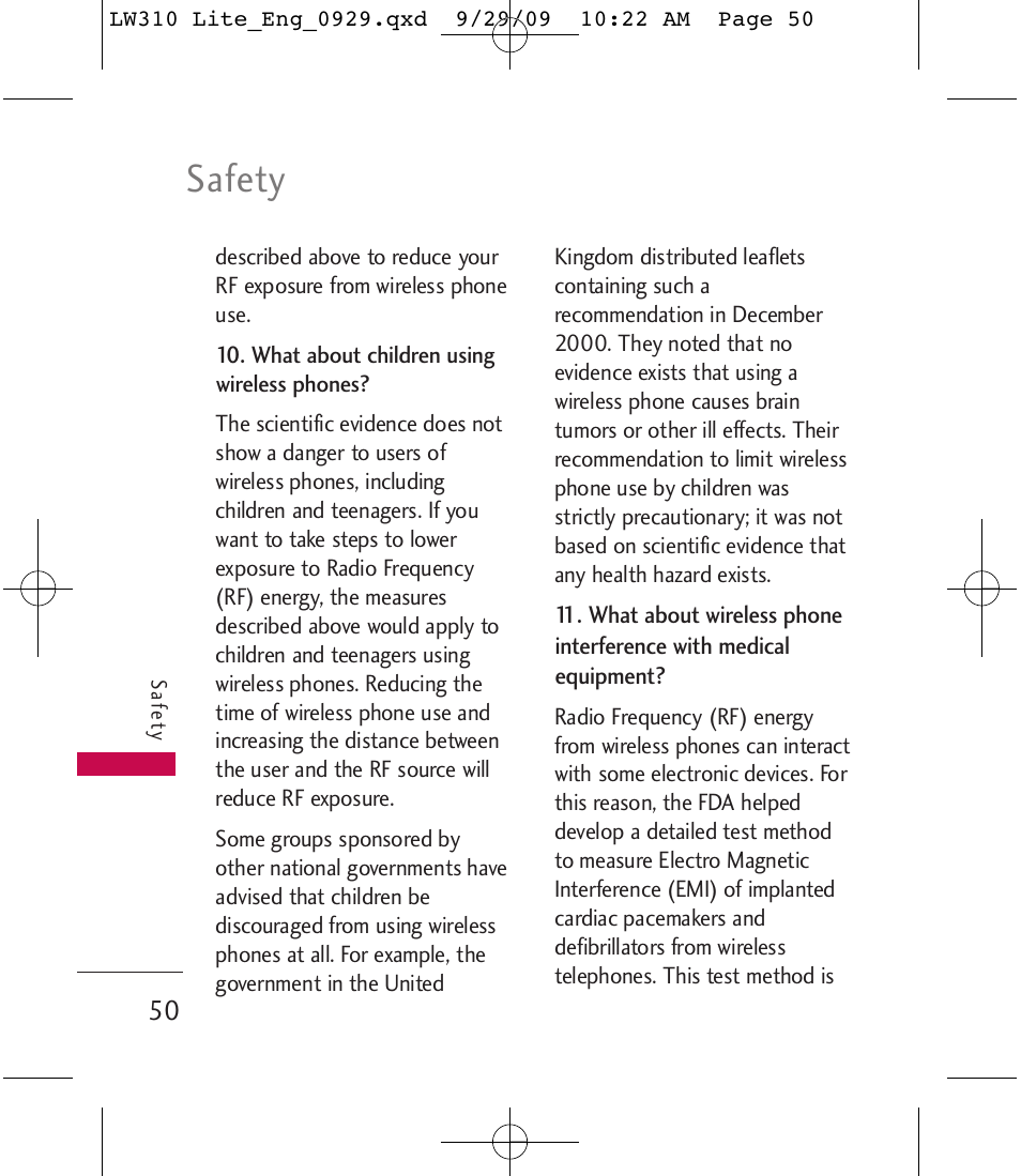 Safety | LG LGLW310 User Manual | Page 50 / 68