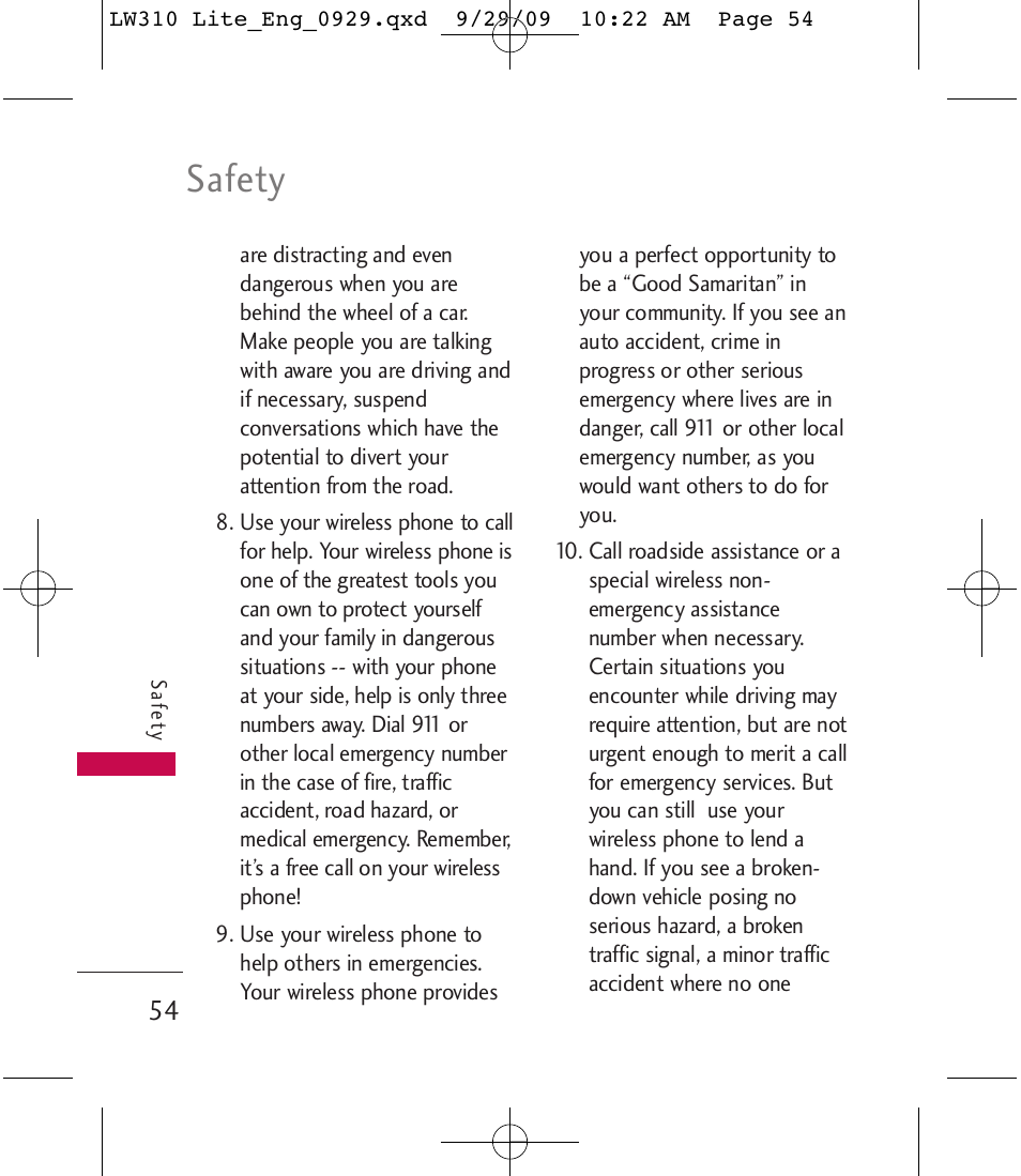 Safety | LG LGLW310 User Manual | Page 54 / 68