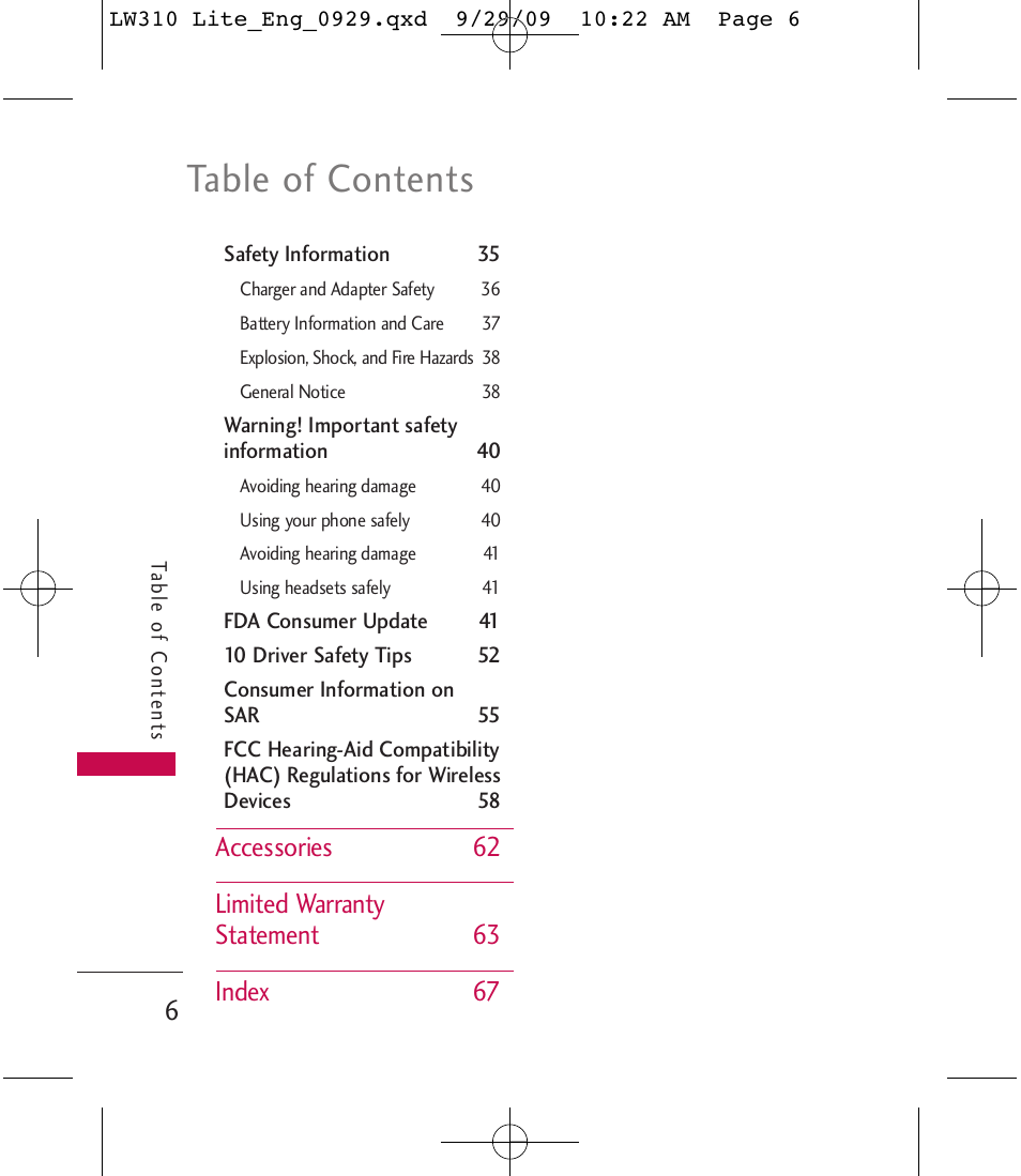 LG LGLW310 User Manual | Page 6 / 68