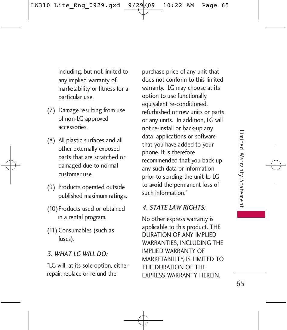 LG LGLW310 User Manual | Page 65 / 68