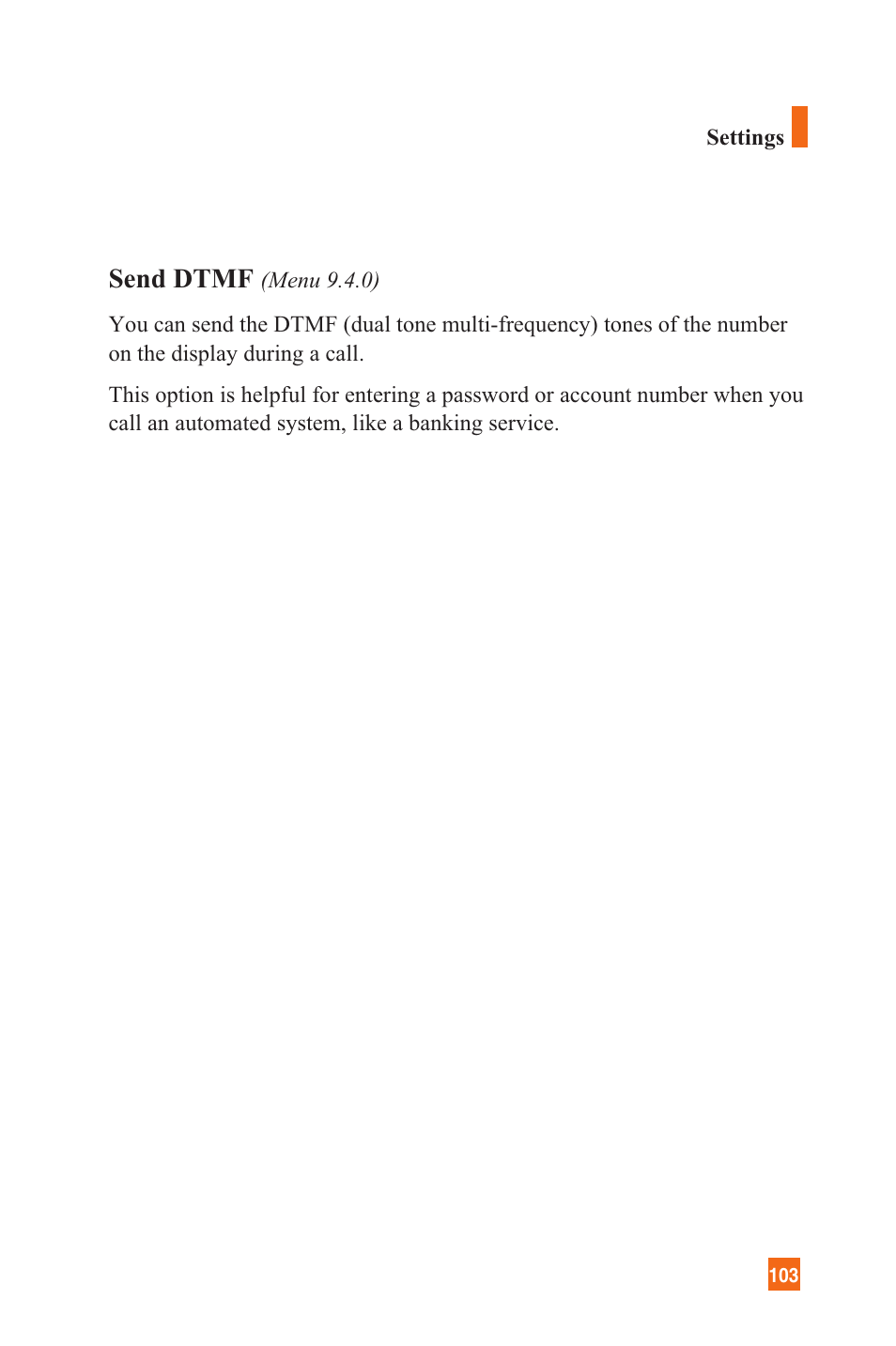 Send dtmf | LG L1200 User Manual | Page 106 / 141