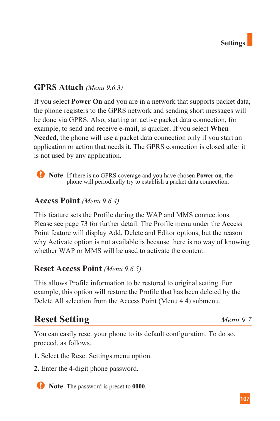 Reset setting | LG L1200 User Manual | Page 110 / 141