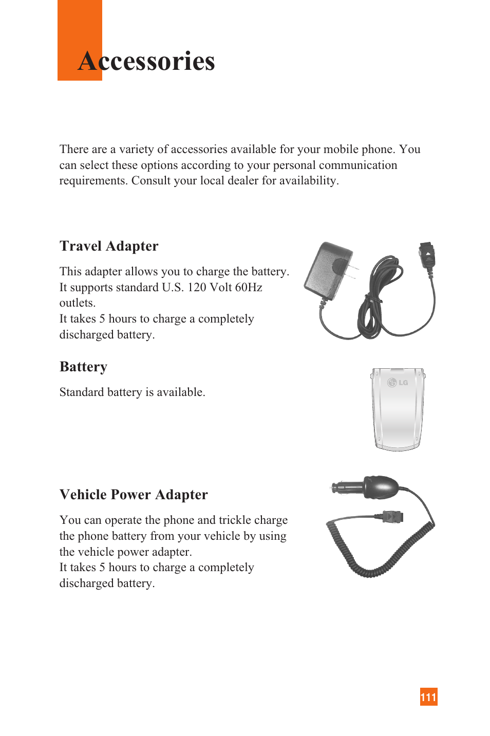 Accessories | LG L1200 User Manual | Page 114 / 141