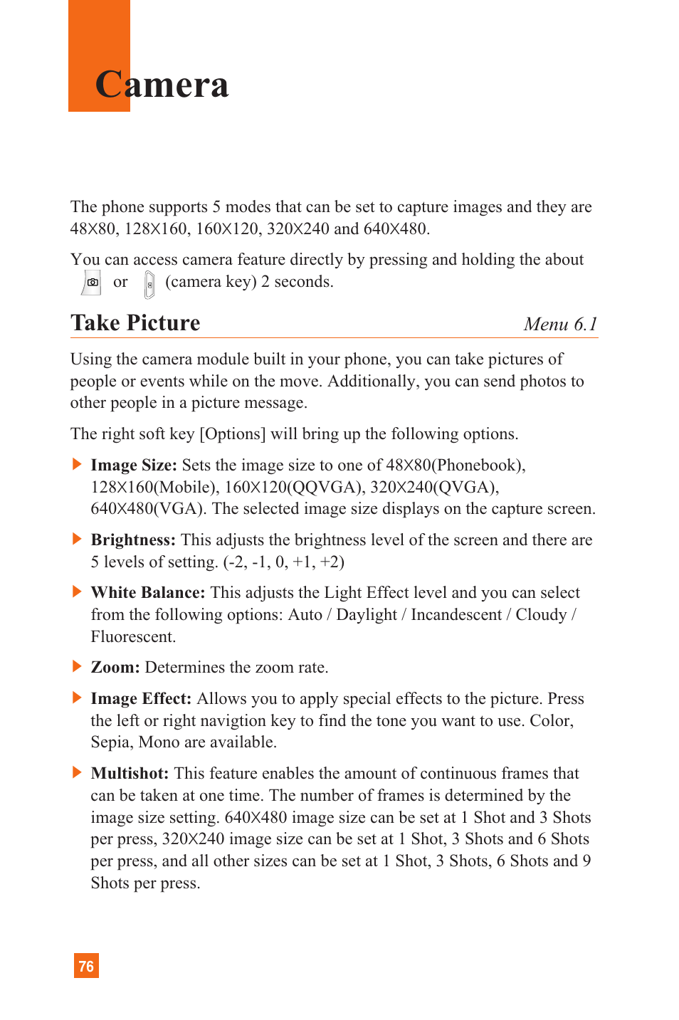 Camera, Take picture | LG L1200 User Manual | Page 79 / 141