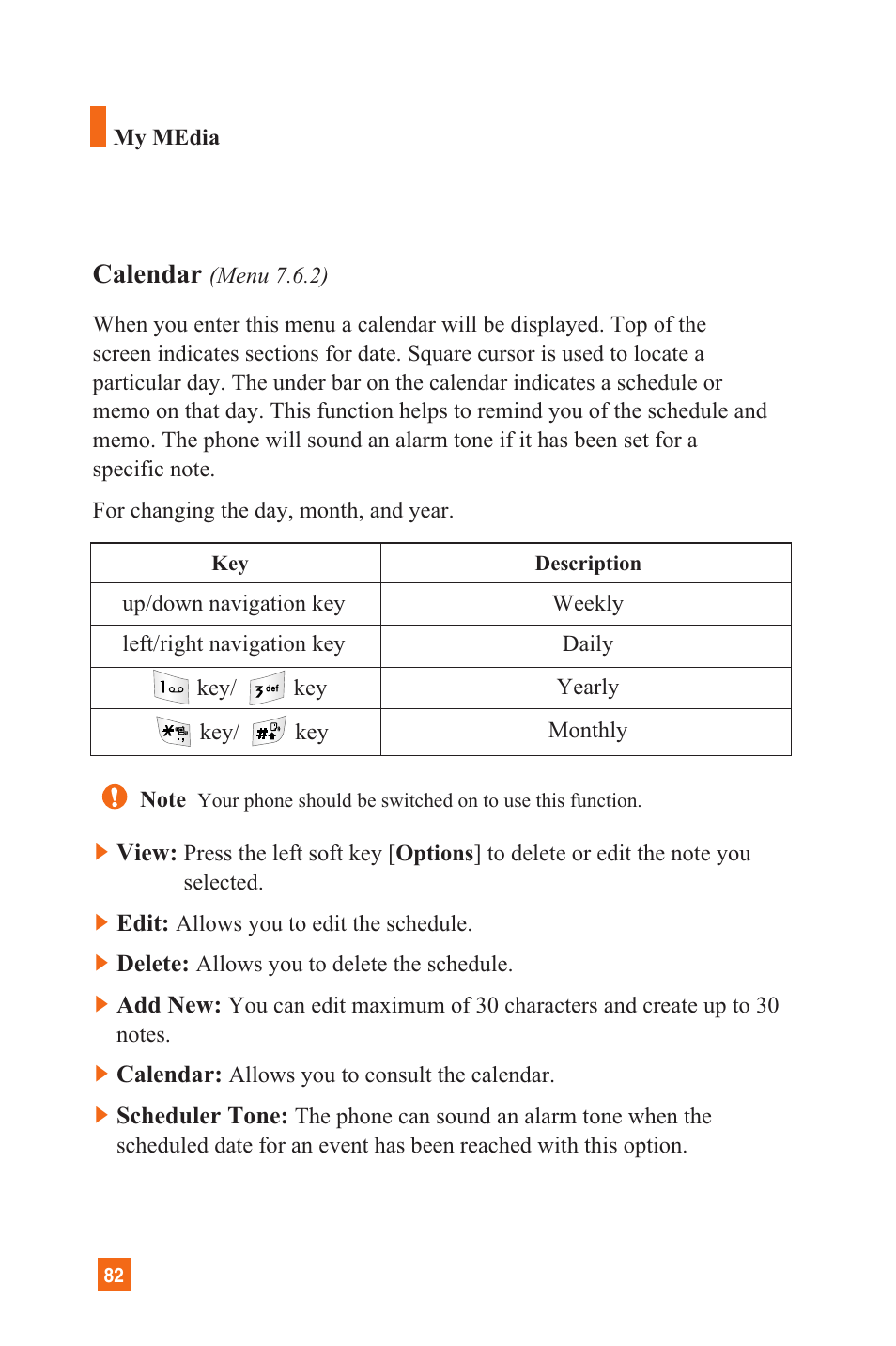 Calendar | LG L1200 User Manual | Page 85 / 141