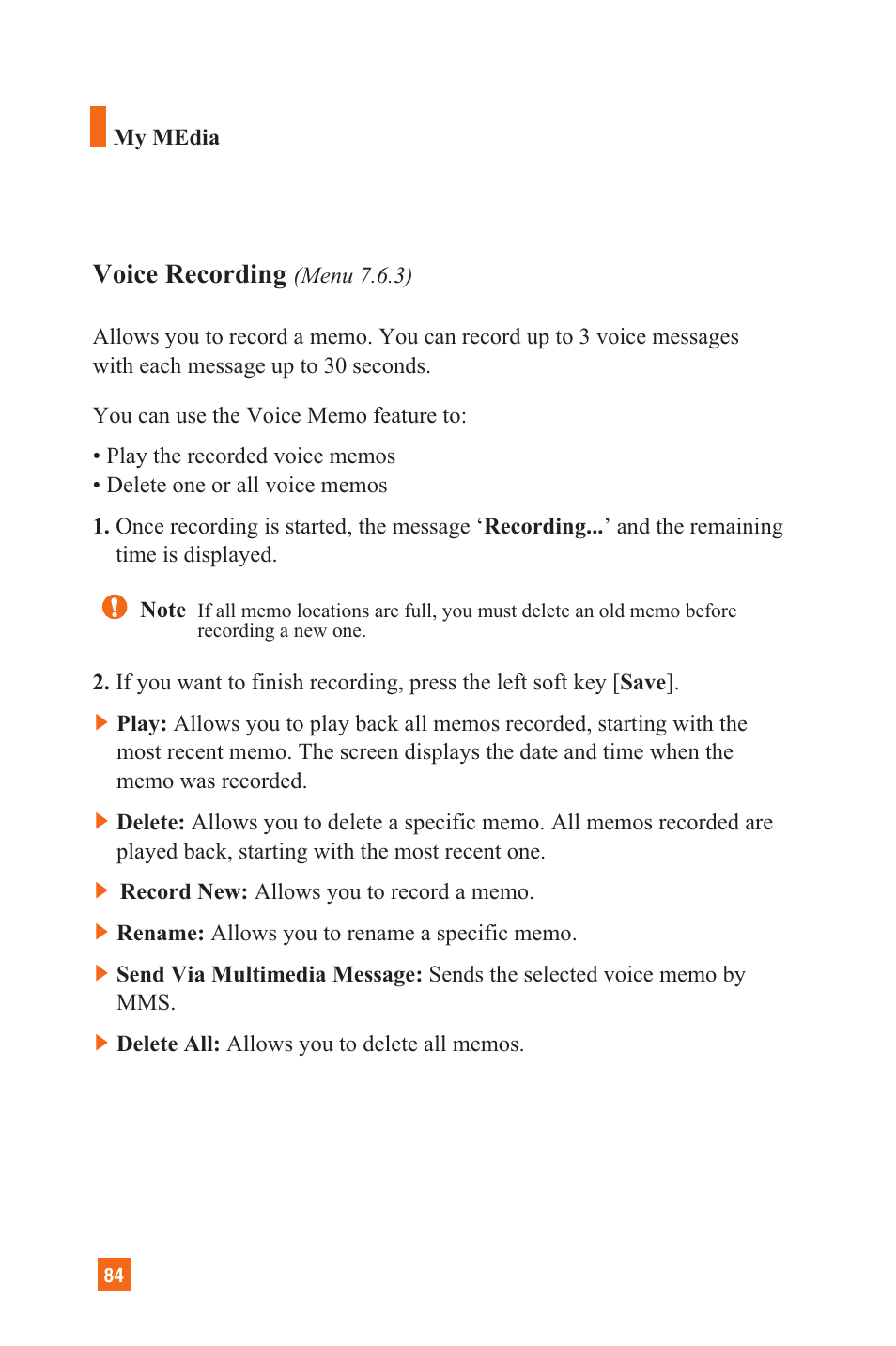 Voice recording | LG L1200 User Manual | Page 87 / 141