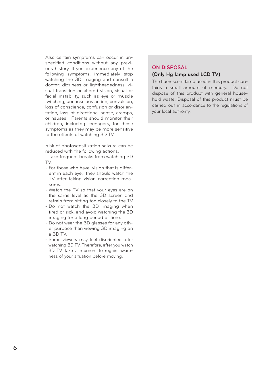 LG 47LE5400 User Manual | Page 6 / 204