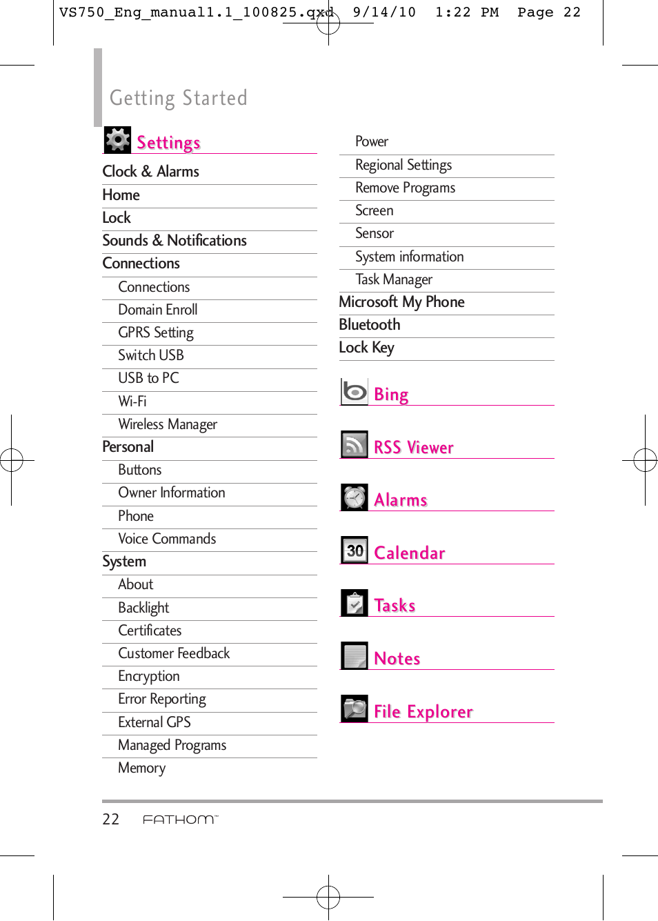 Getting started | LG -VS750 User Manual | Page 24 / 188