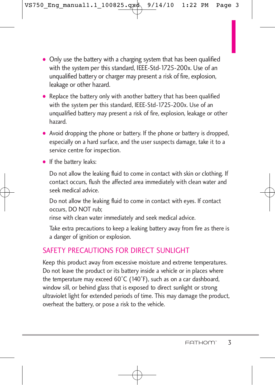 Safety precautions for direct sunlight | LG -VS750 User Manual | Page 5 / 188