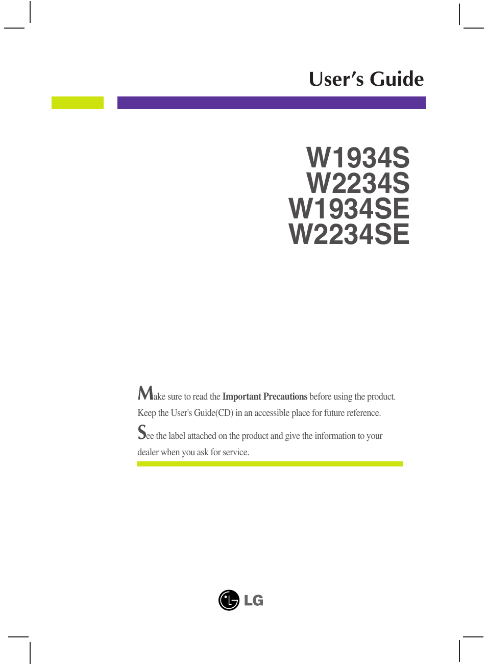 LG W1934S-SN User Manual | 27 pages
