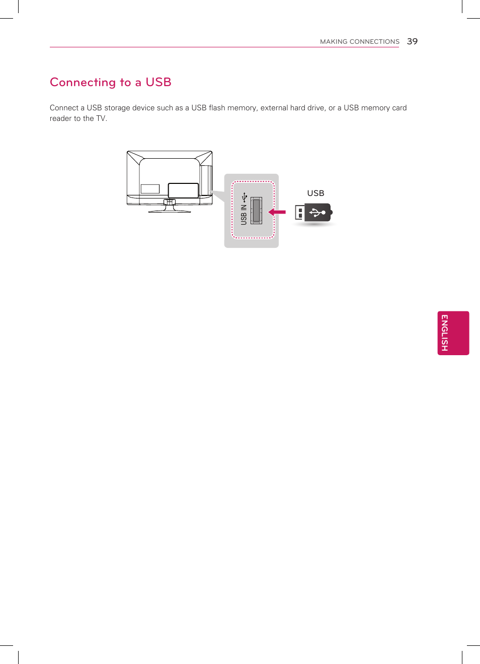 Connecting to a usb | LG 47LS4500 User Manual | Page 39 / 48