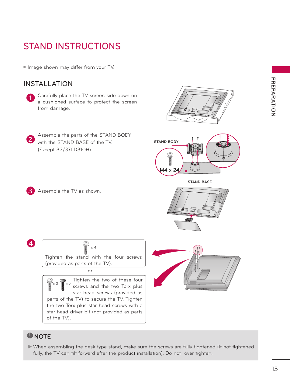 Stand instructions, Installation | LG 37LD325H User Manual | Page 13 / 212