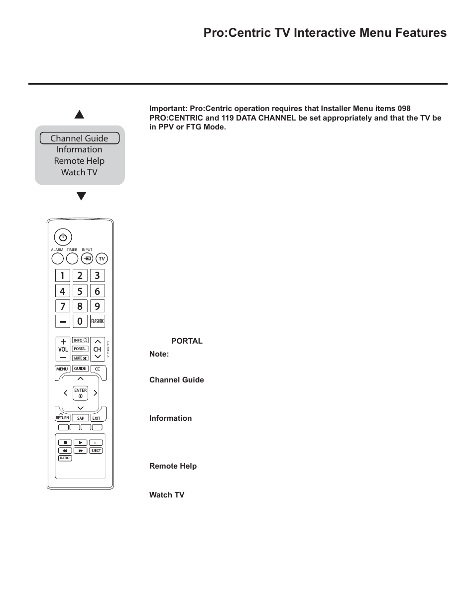 Pro:centric tv interactive menu features, Channel guide information remote help watch tv | LG 37LD325H User Manual | Page 171 / 212