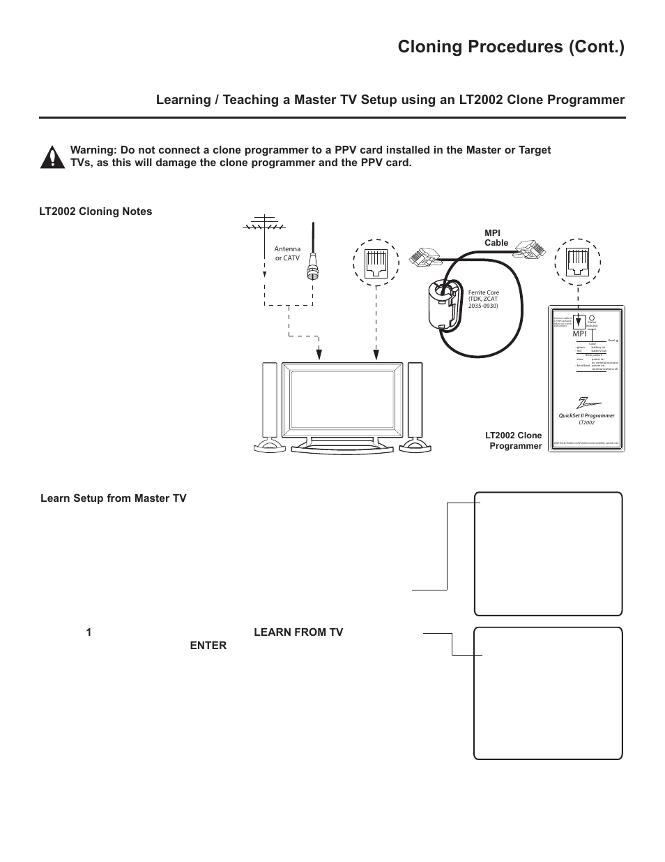 Cloning procedures (cont.) | LG 37LD325H User Manual | Page 191 / 212