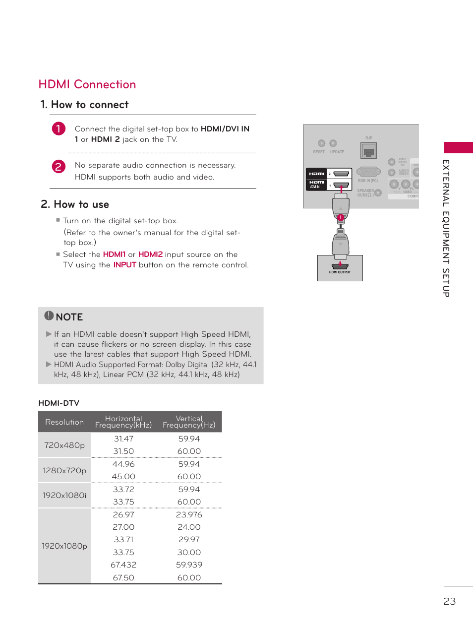 Hdmi connection, How to connect, How to use | LG 37LD325H User Manual | Page 23 / 212