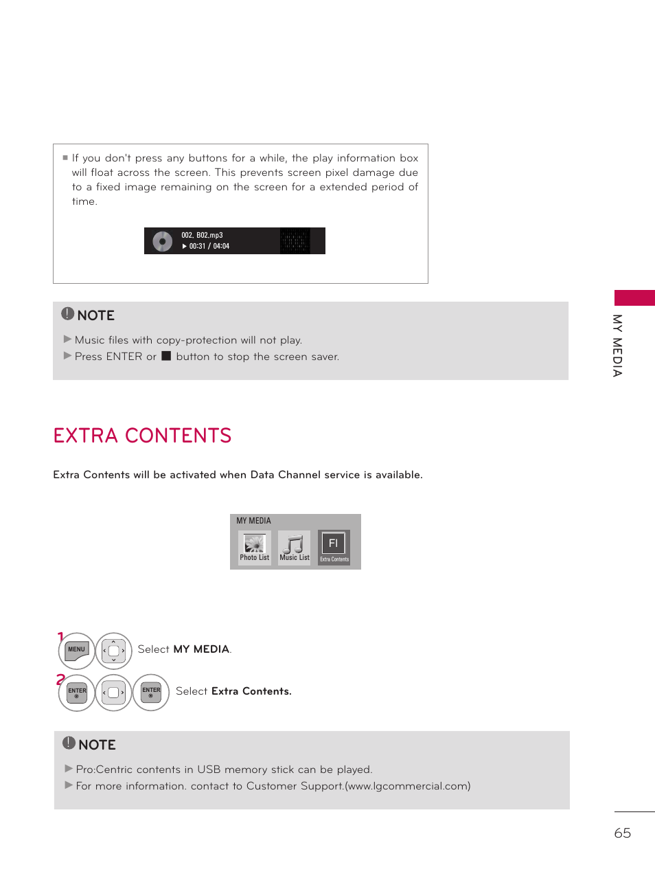 Extra contents | LG 37LD325H User Manual | Page 65 / 212