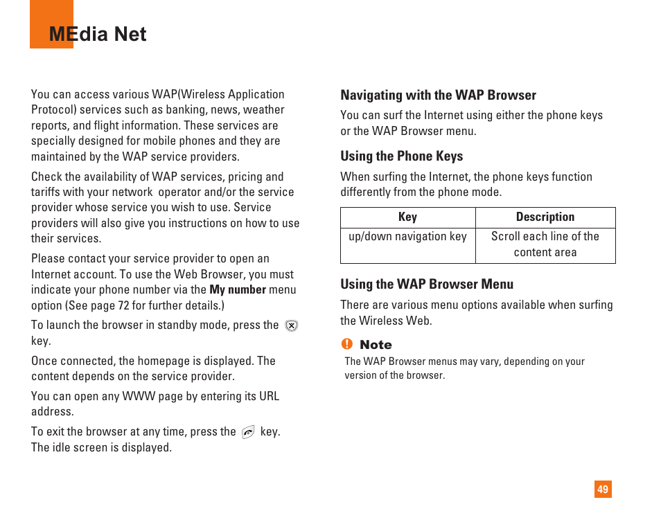 Media net | LG L1400i User Manual | Page 49 / 102