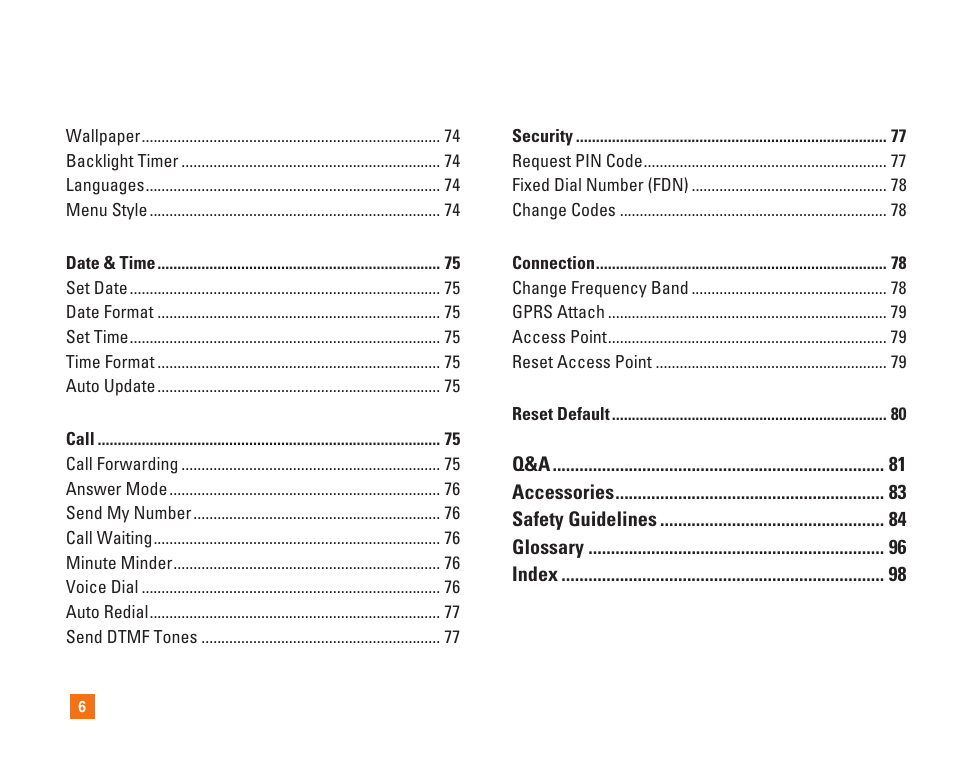 LG L1400i User Manual | Page 6 / 102