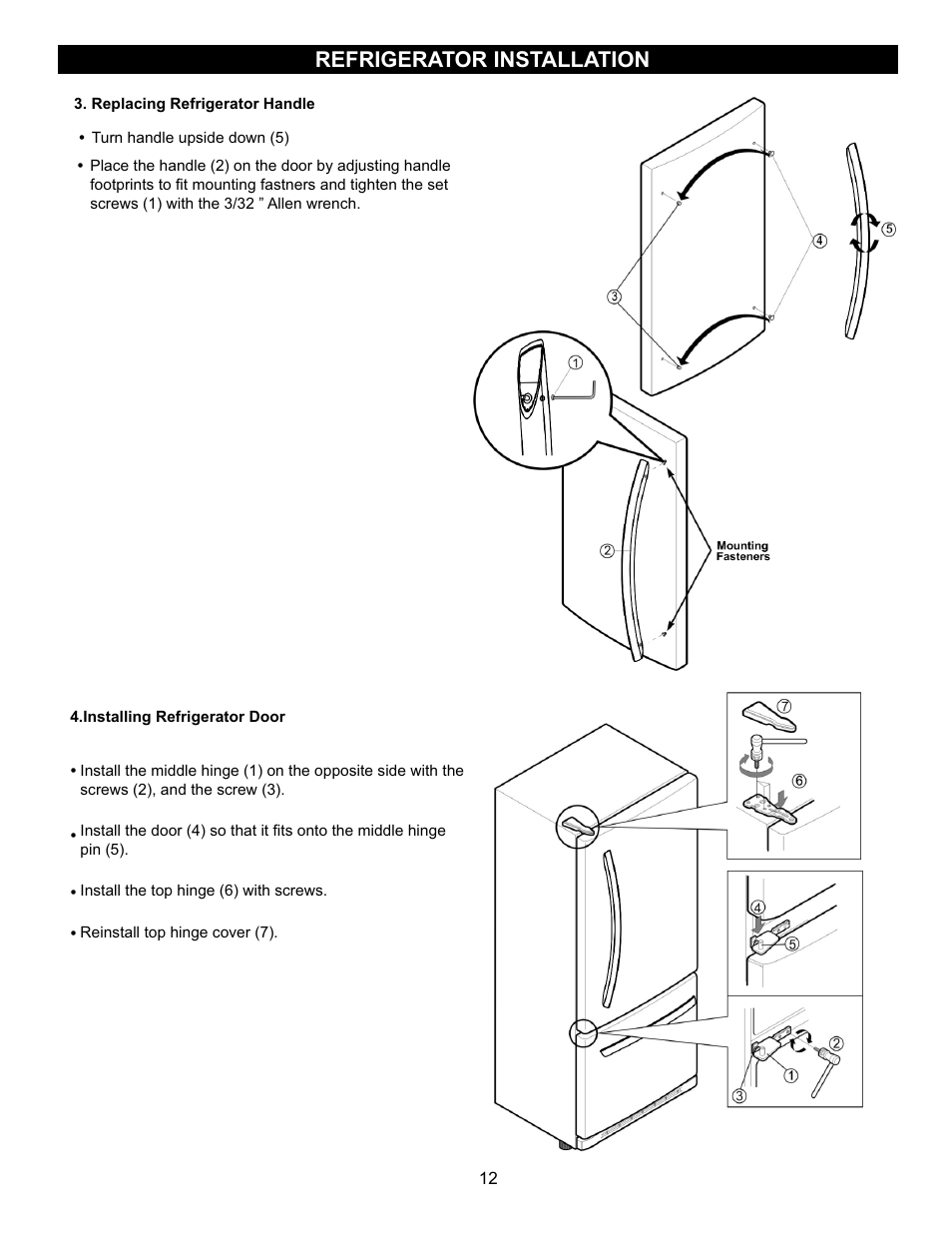 Refrigerator installation | LG LBC22520TT User Manual | Page 12 / 36