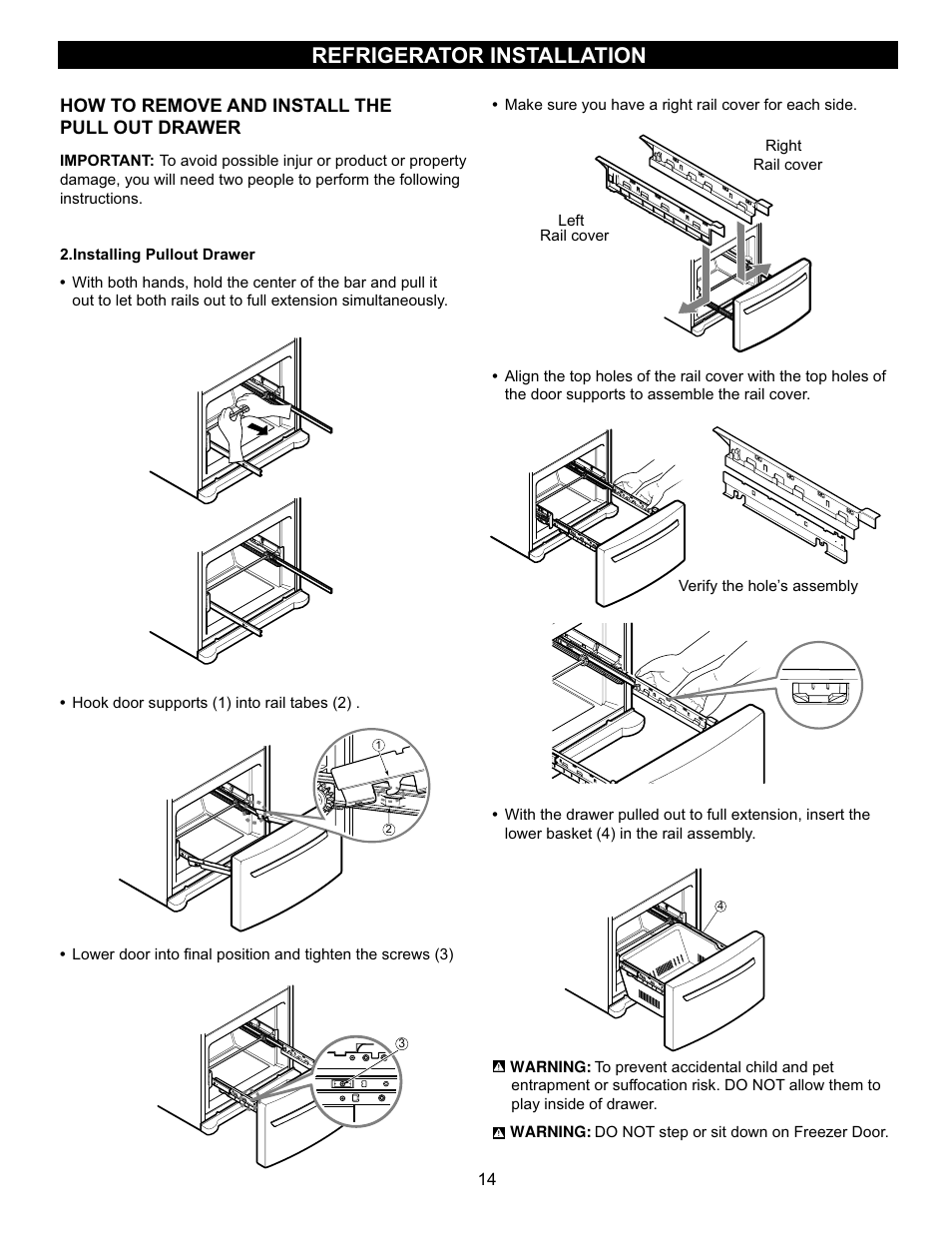 Refrigerator installation | LG LBC22520TT User Manual | Page 14 / 36