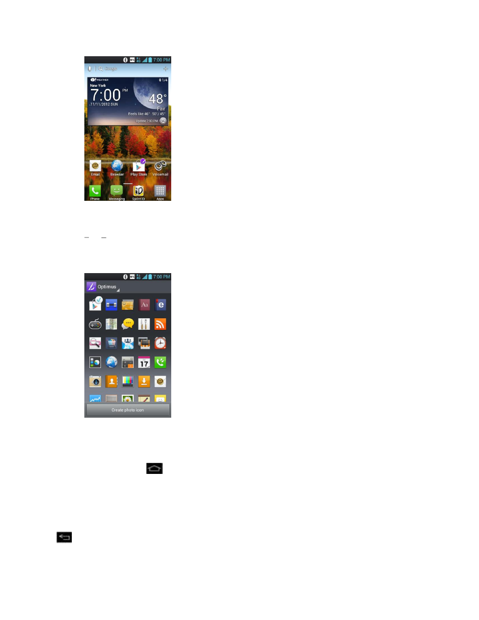 Access recently-used applications, Home screen clean view | LG LGLS860 User Manual | Page 42 / 196