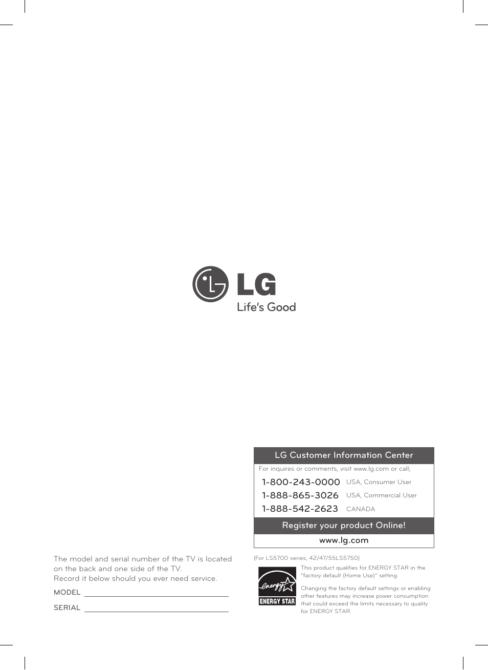 LG 42LS5700 User Manual | Page 42 / 42