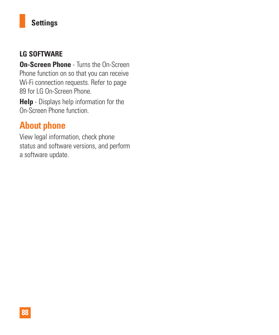 About phone | LG E980 User Manual | Page 88 / 122