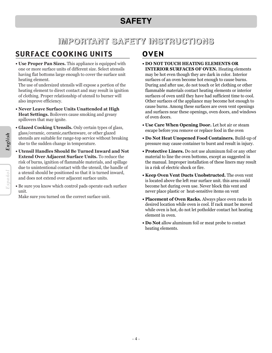 LG LRE30451ST User Manual | Page 4 / 34