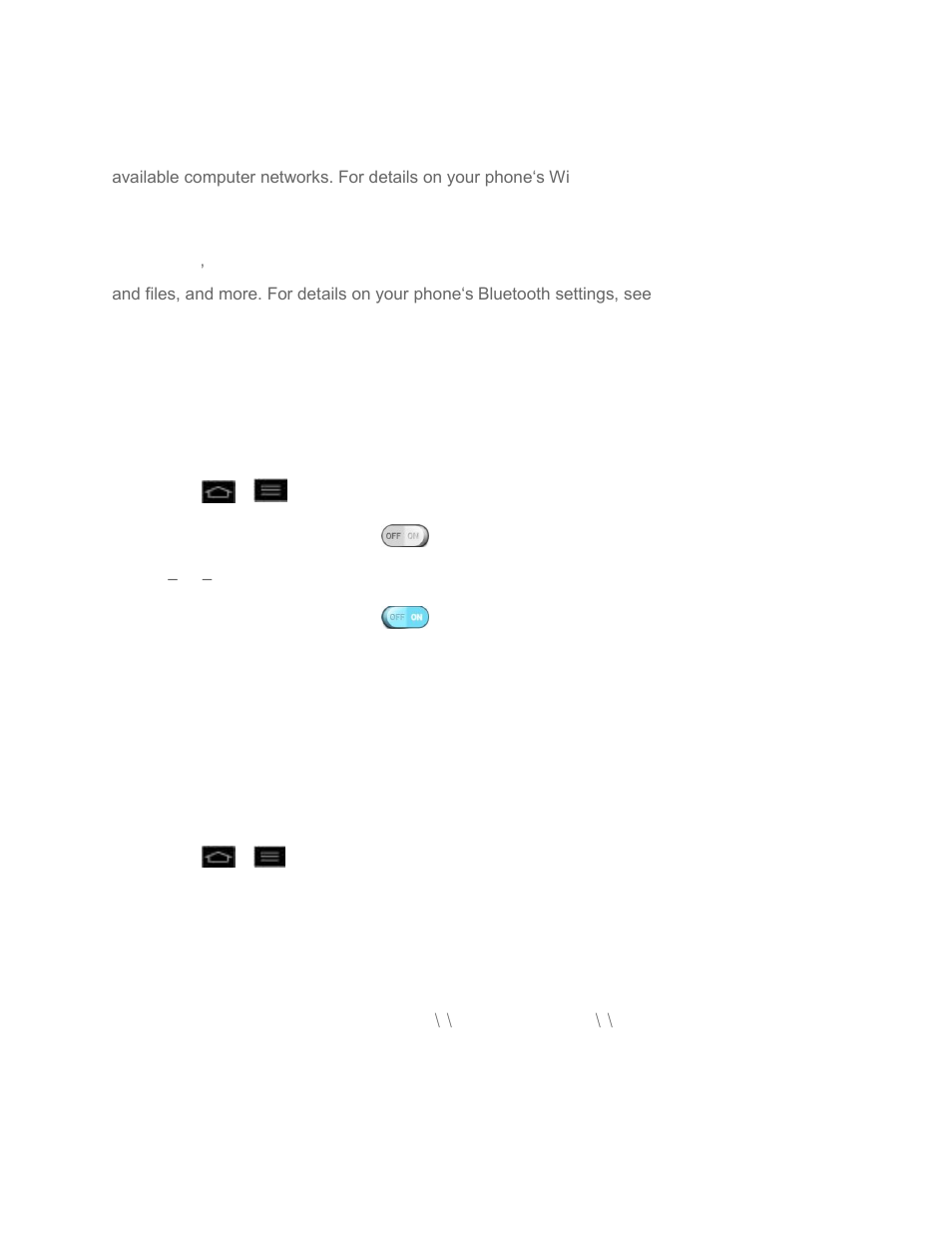 Wi-fi settings, Bluetooth settings, Mobile data | File networking | LG LS970 User Manual | Page 155 / 192