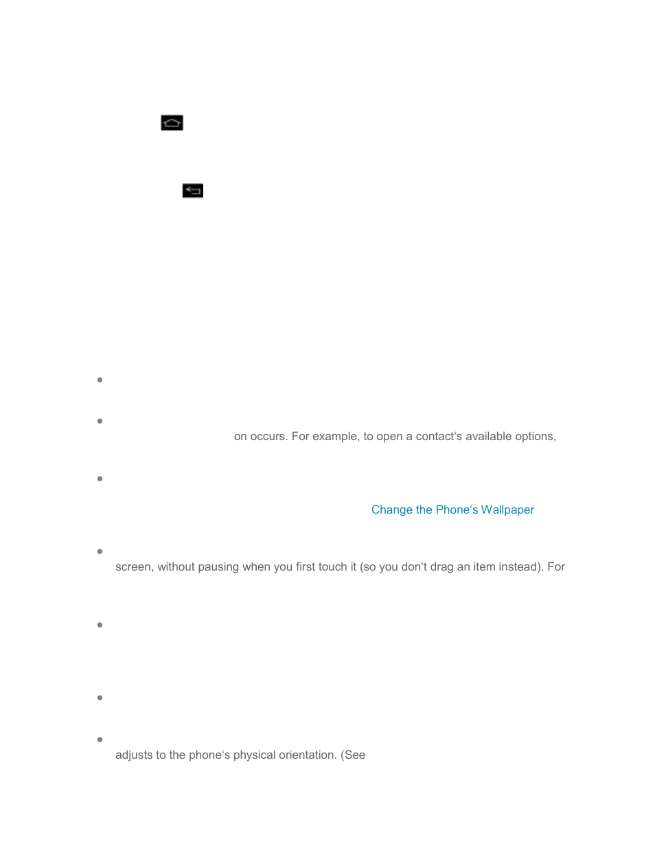 Home key, Back key, Touchscreen navigation | LG LS970 User Manual | Page 29 / 192