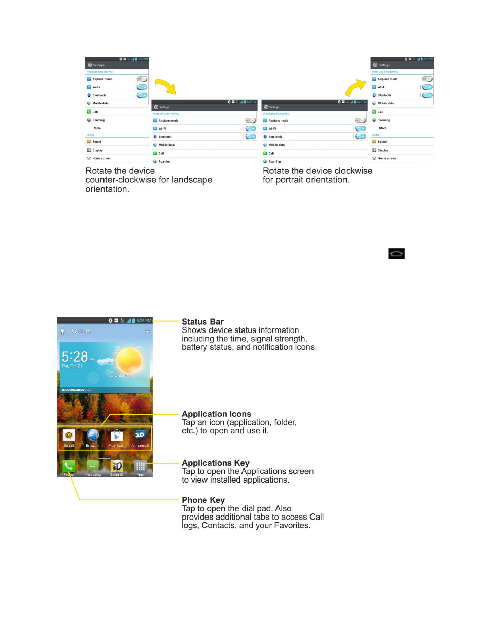 Your home screen, Home screen | LG LS970 User Manual | Page 30 / 192