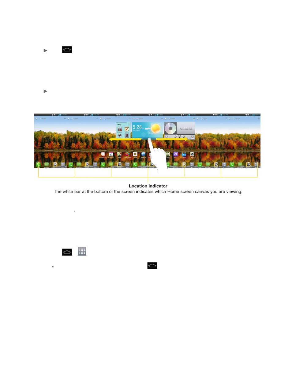 Extended home screen, Use the applications key, Applications: how to view, open and switch | LG LS970 User Manual | Page 31 / 192
