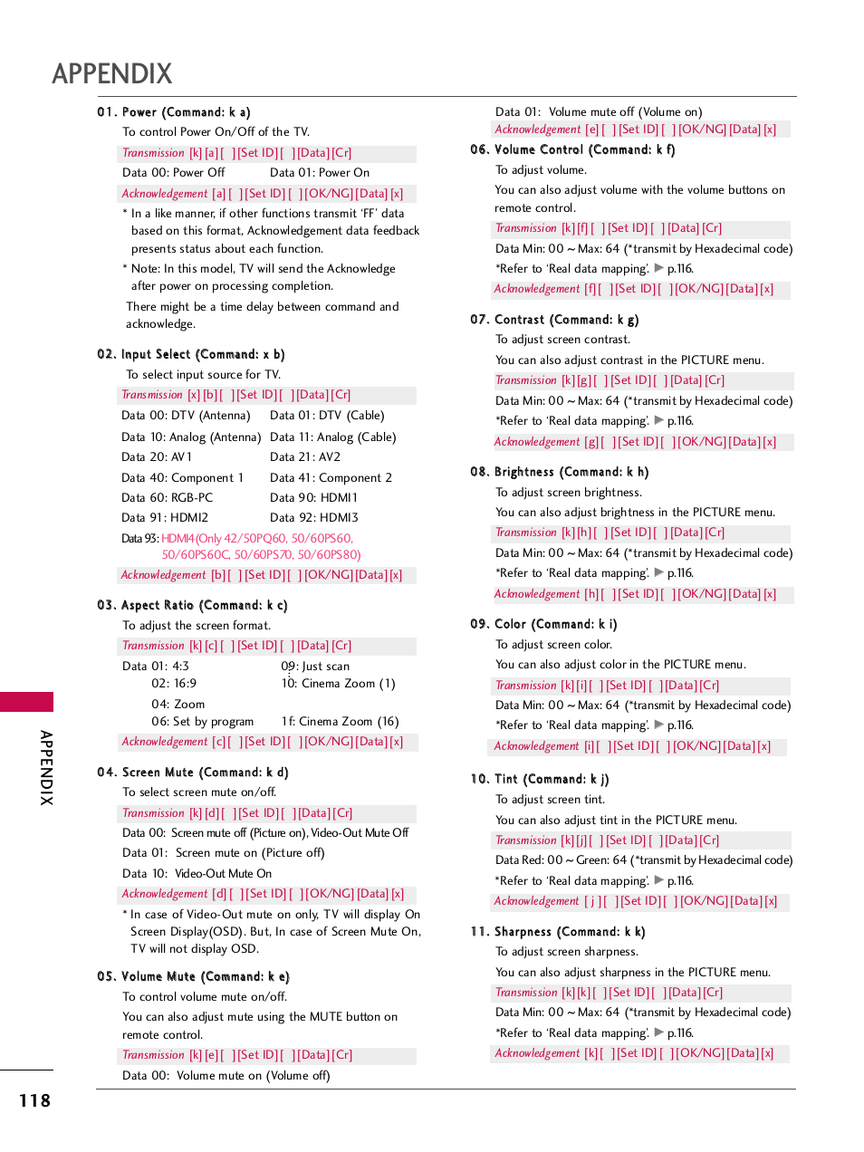 Appendix | LG 42PQ30C User Manual | Page 122 / 371
