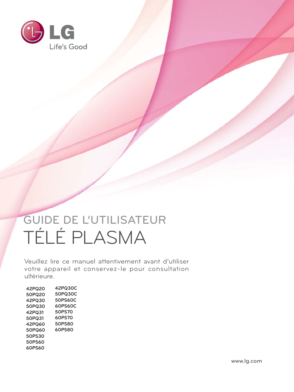 Fre.pdf, Cover, Télé plasma | Guide de l’utilisateur | LG 42PQ30C User Manual | Page 126 / 371
