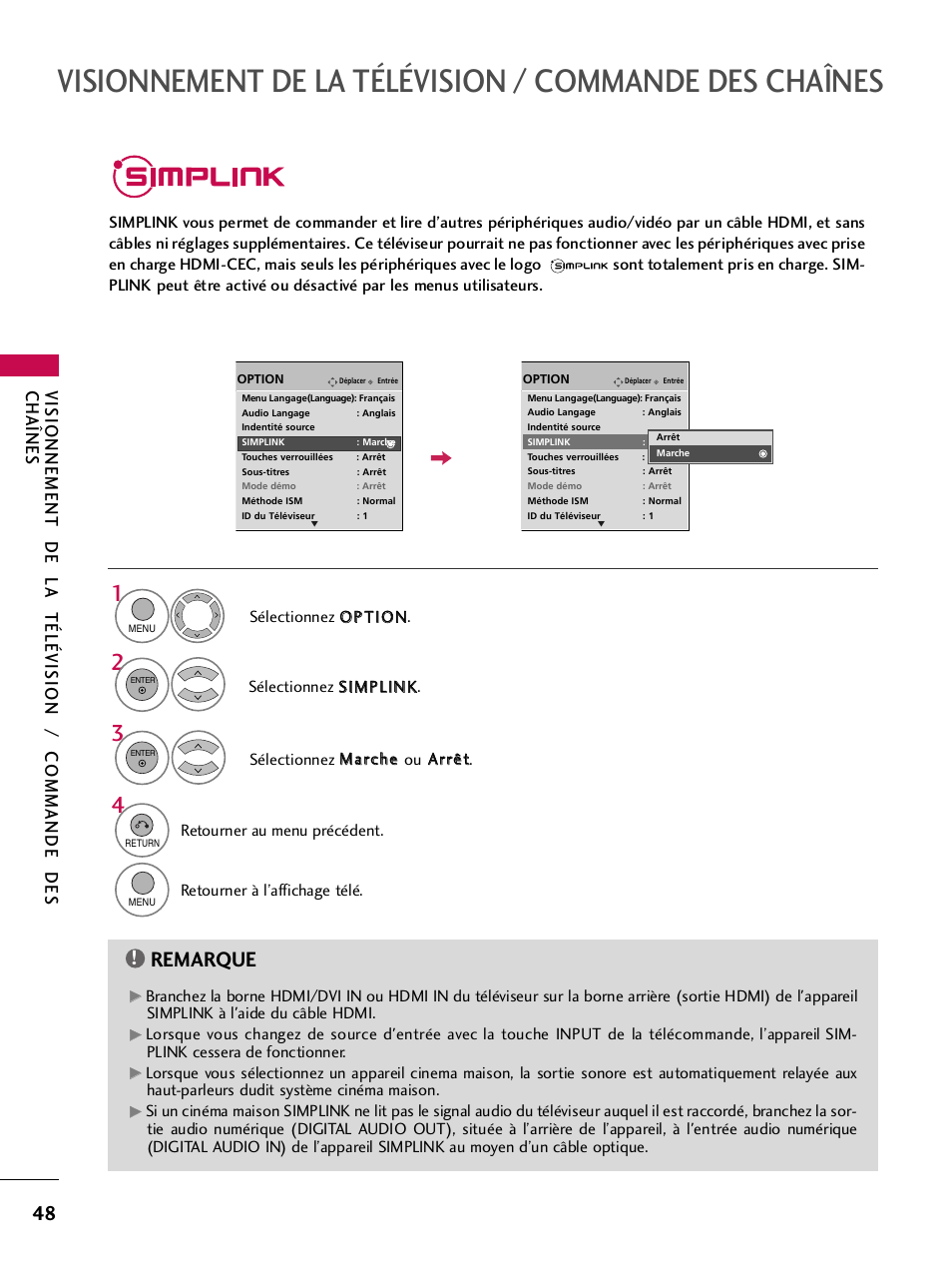 Simplink, Remarque | LG 42PQ30C User Manual | Page 175 / 371