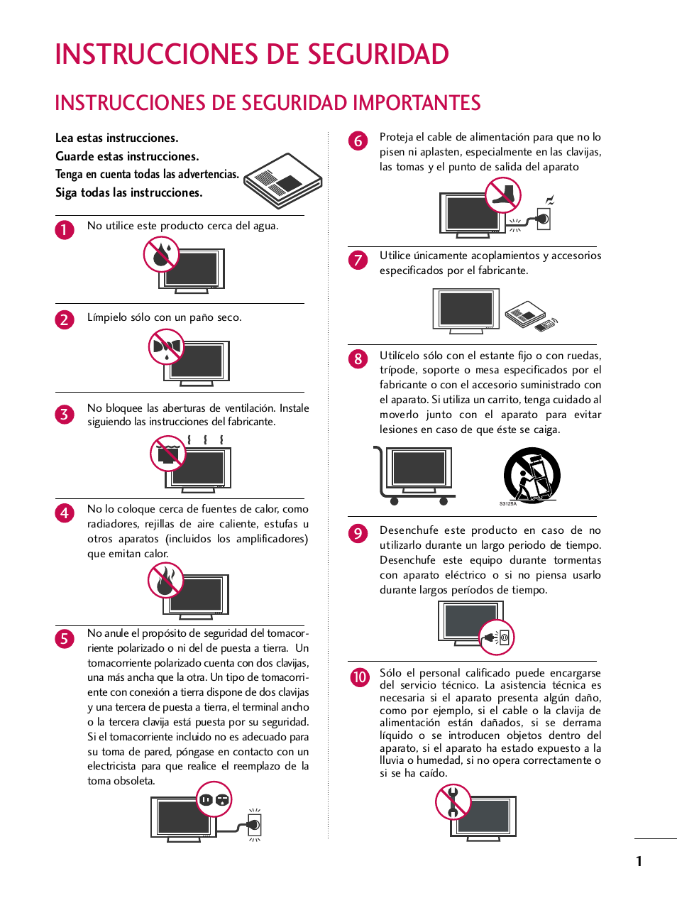 Instrucciones de seguridad, Instrucciones de seguridad importantes | LG 42PQ30C User Manual | Page 251 / 371