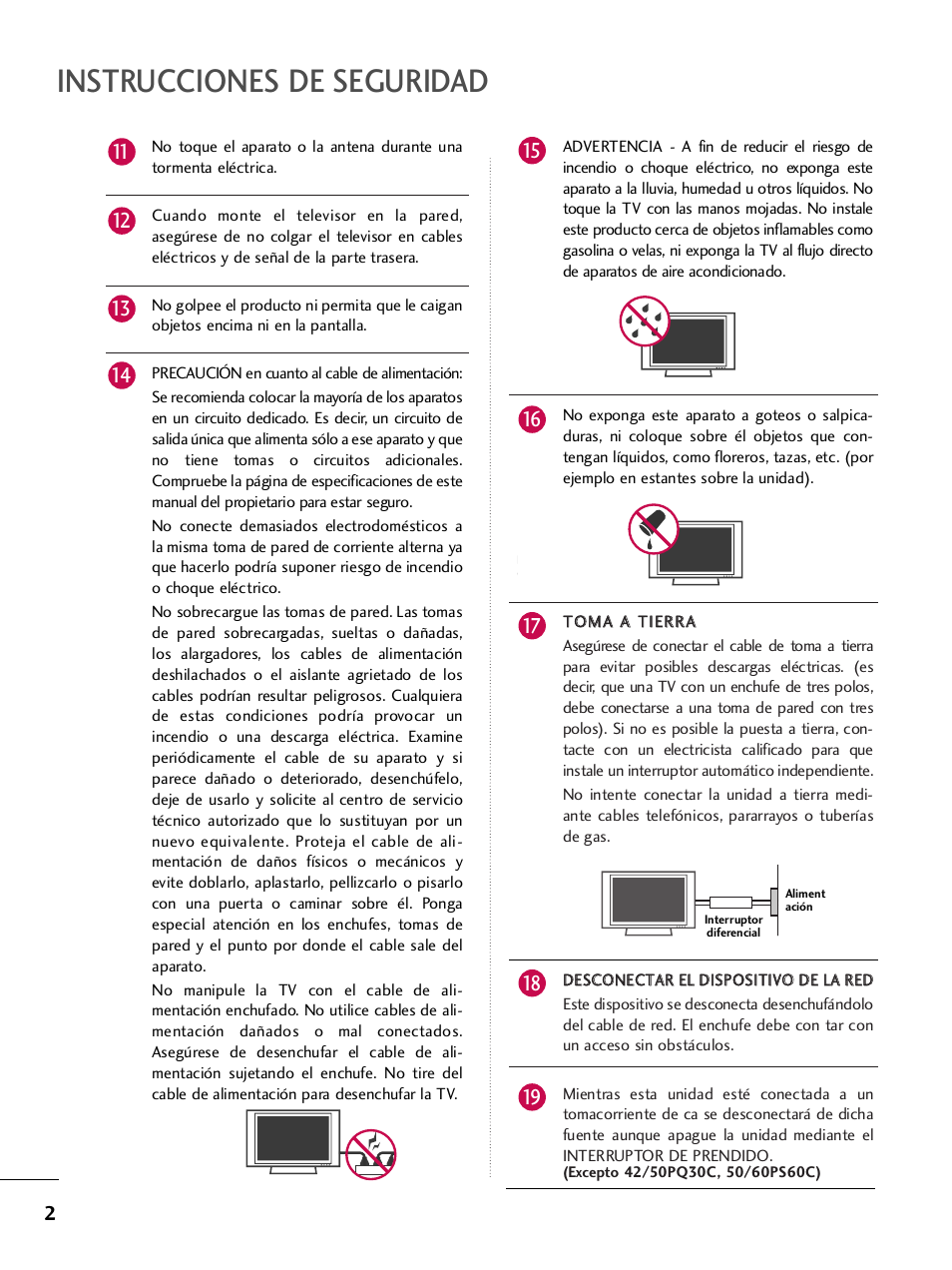 Instrucciones de seguridad | LG 42PQ30C User Manual | Page 252 / 371