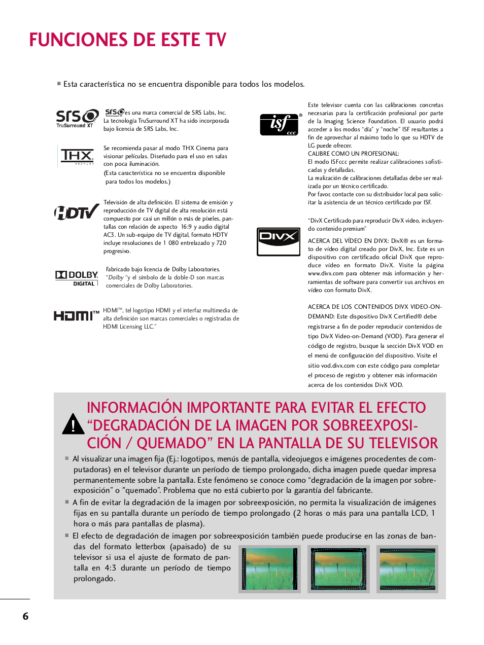 Funciones de este tv | LG 42PQ30C User Manual | Page 256 / 371