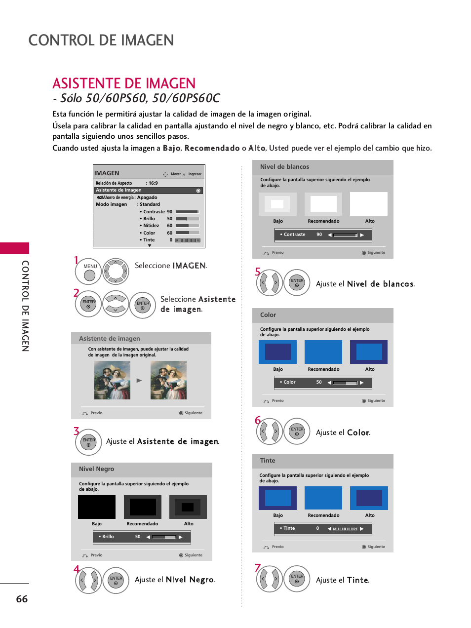 Asistente de imagen, Control de imagen, Contr ol de ima gen | LG 42PQ30C User Manual | Page 316 / 371