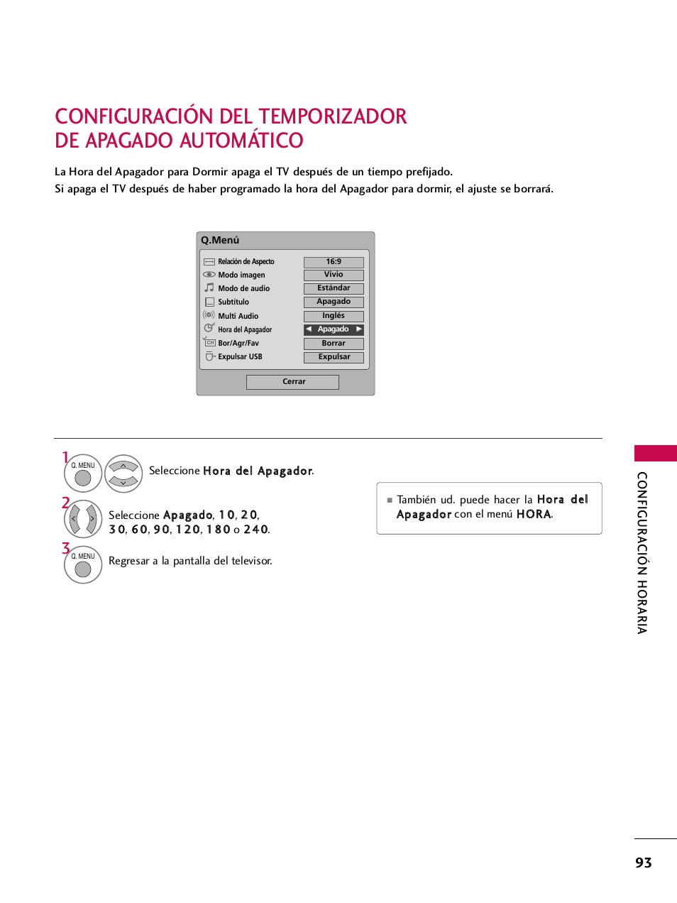 Configur a ción hor aria | LG 42PQ30C User Manual | Page 343 / 371