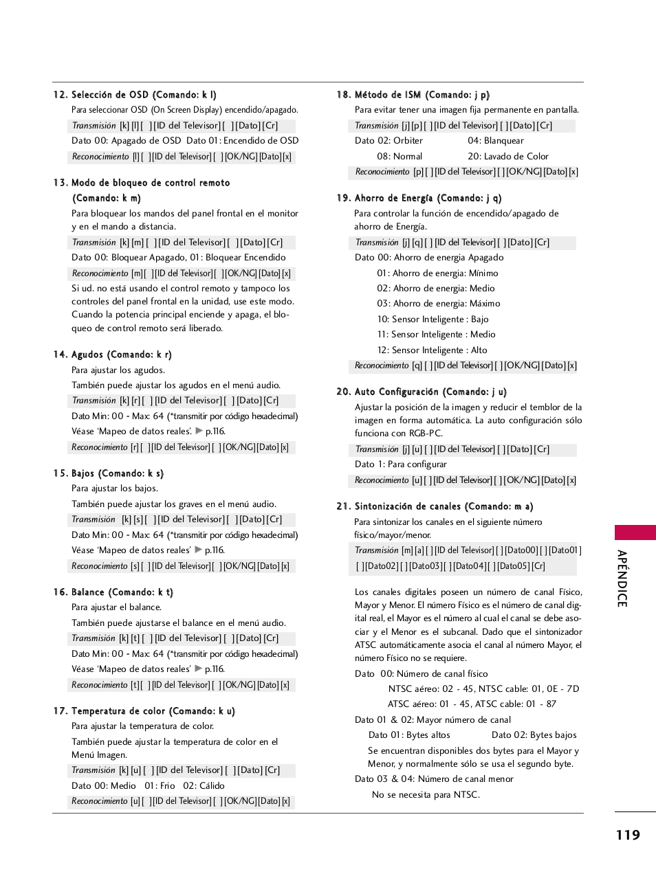Apéndice | LG 42PQ30C User Manual | Page 369 / 371